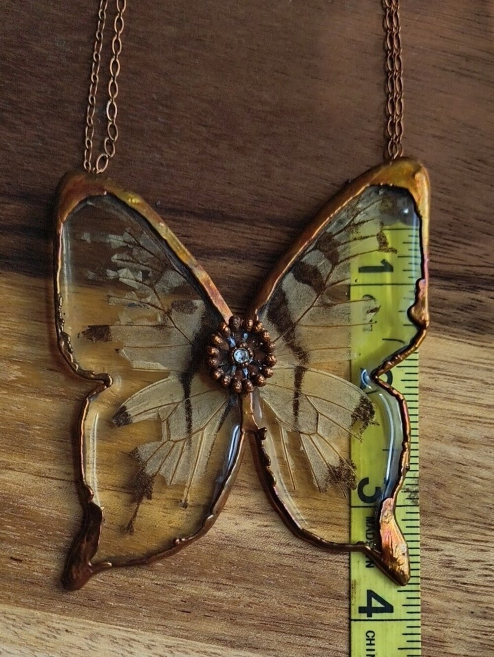 Real Swallowtail Butterfly Copper Necklace Fairy Boho Chic Renfaire Shabbychic - Picture 9 of 10